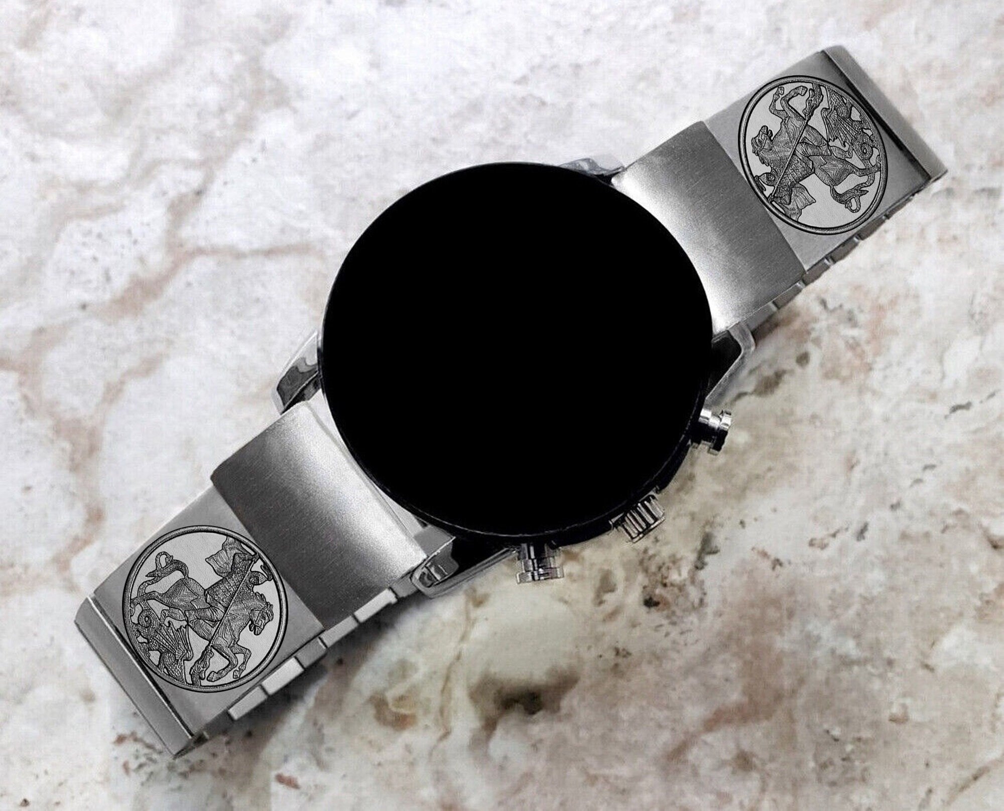 Garmin Watch Band Saint George for Fenix 7X Pro 6X Pro 5X Plus Descent Mk3i 51mm Mk2i Mk2 Mk1 Enduro 2 Engraved St Steel Strap DK2 A26